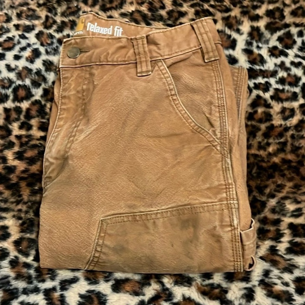 Carhartt Brown Relaxed Fit Double Knees Work Distressed Pants